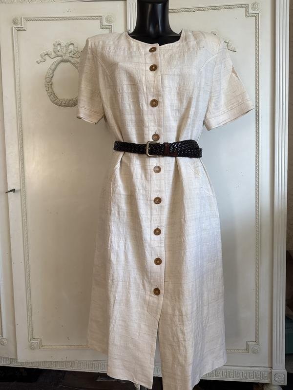 Women American Vintage Dress Beige Cotton 44 / XXL