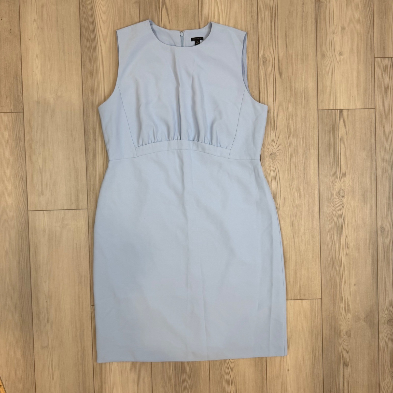 Ann Taylor Light Blue Sleeveless Empire Waist Sheath Dress 12 SU24 839773