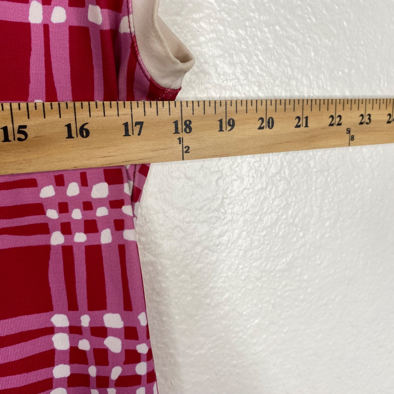 Lesley Evers Retro Mod Stretch Plaid Preppy Pockets Dress Pink White Size S