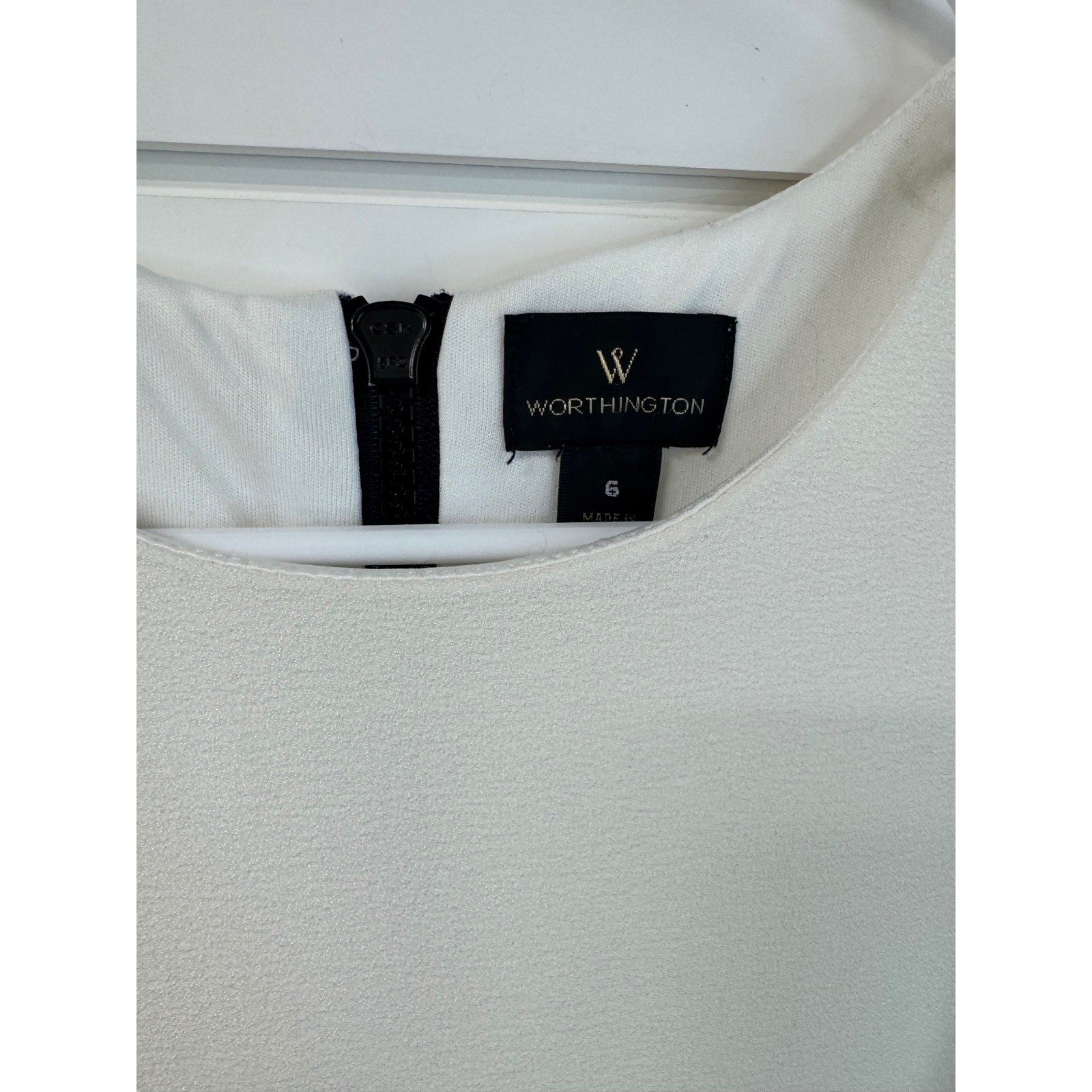 Worthington Womens Ivory White Grommet Sleeveless Shift Dress Size 6 Exposed Zip