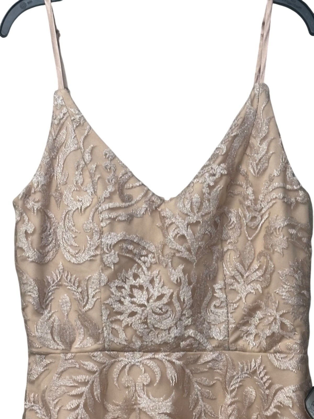 Speechless Juniors’ Shimmer Embroidered Fit & Flare Dress Nude Blush, Sz. 9