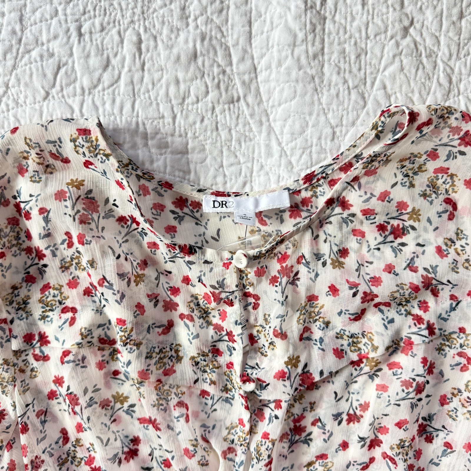 NWT DR2 Garden Party Ditsy Floral Sheer Dress Duster Cardigan Size S Cottagecore
