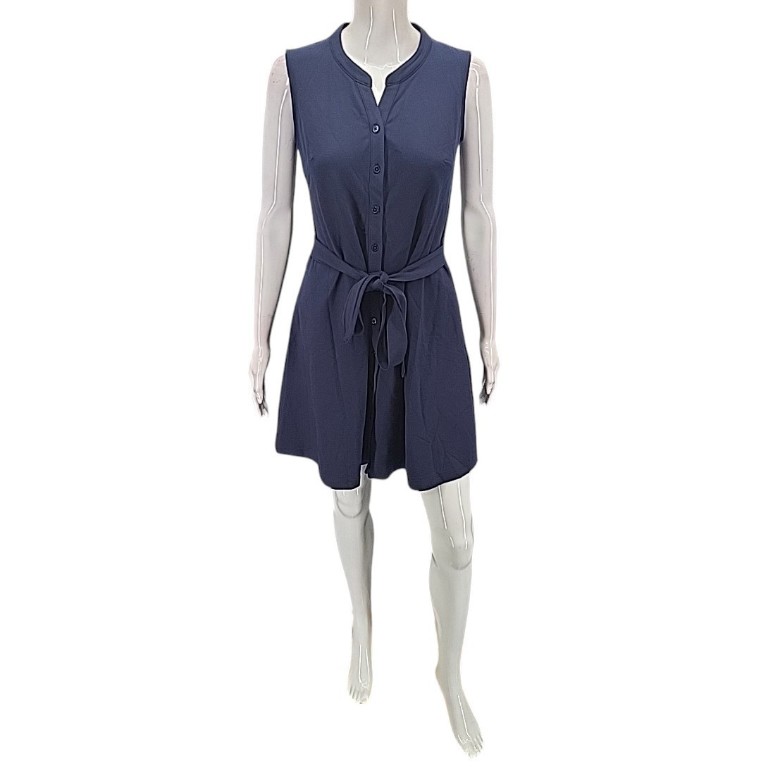 Isaac Mizrahi Live Women’s Sleeveless Dress Self Tie Belt Petite X-Small Sz Navy