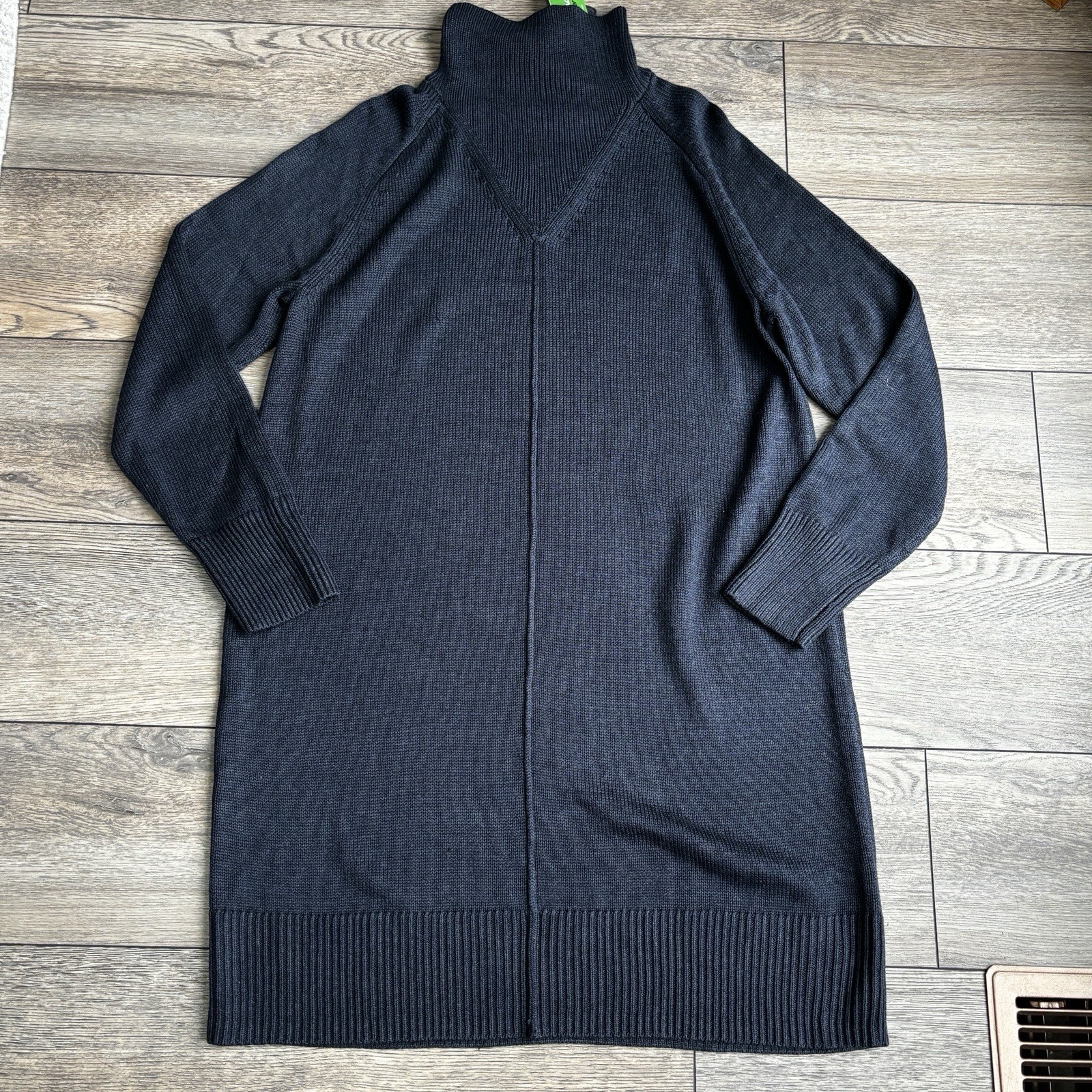 NWT Zuda Turtleneck Long Sleeve Sweater Dress Navy Blue Viscose Modest Sz Small
