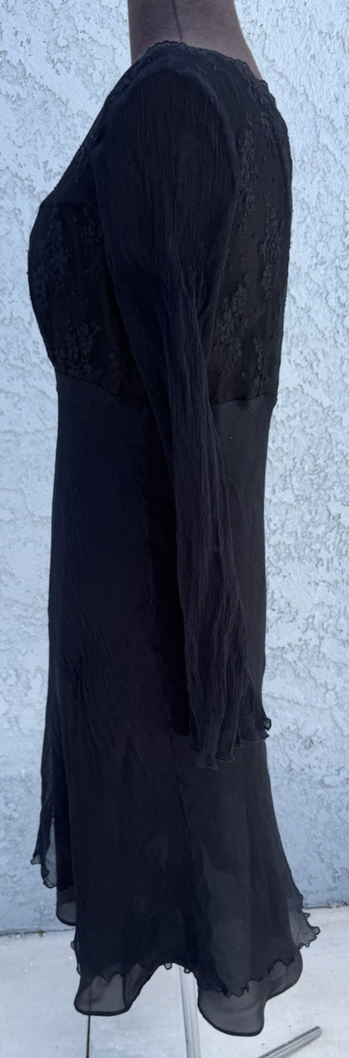 VTG Black Lace 100% Silk Dress By Mica Y2k Sz 12