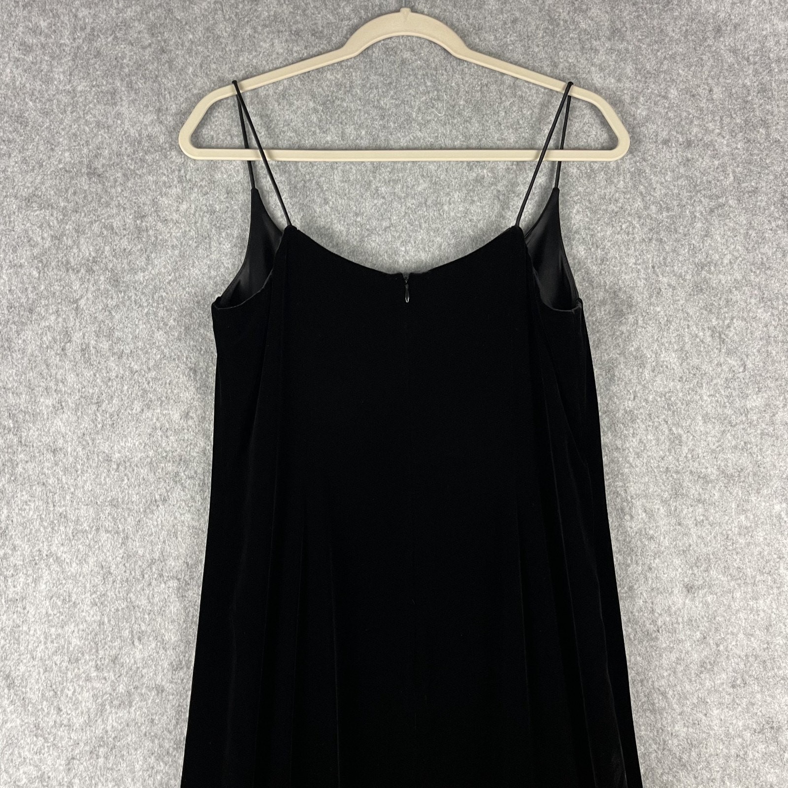 Vintage Y2K Ann Taylor Loft Silk Velour Dress Womens 10 Black Witchy Goth 90s