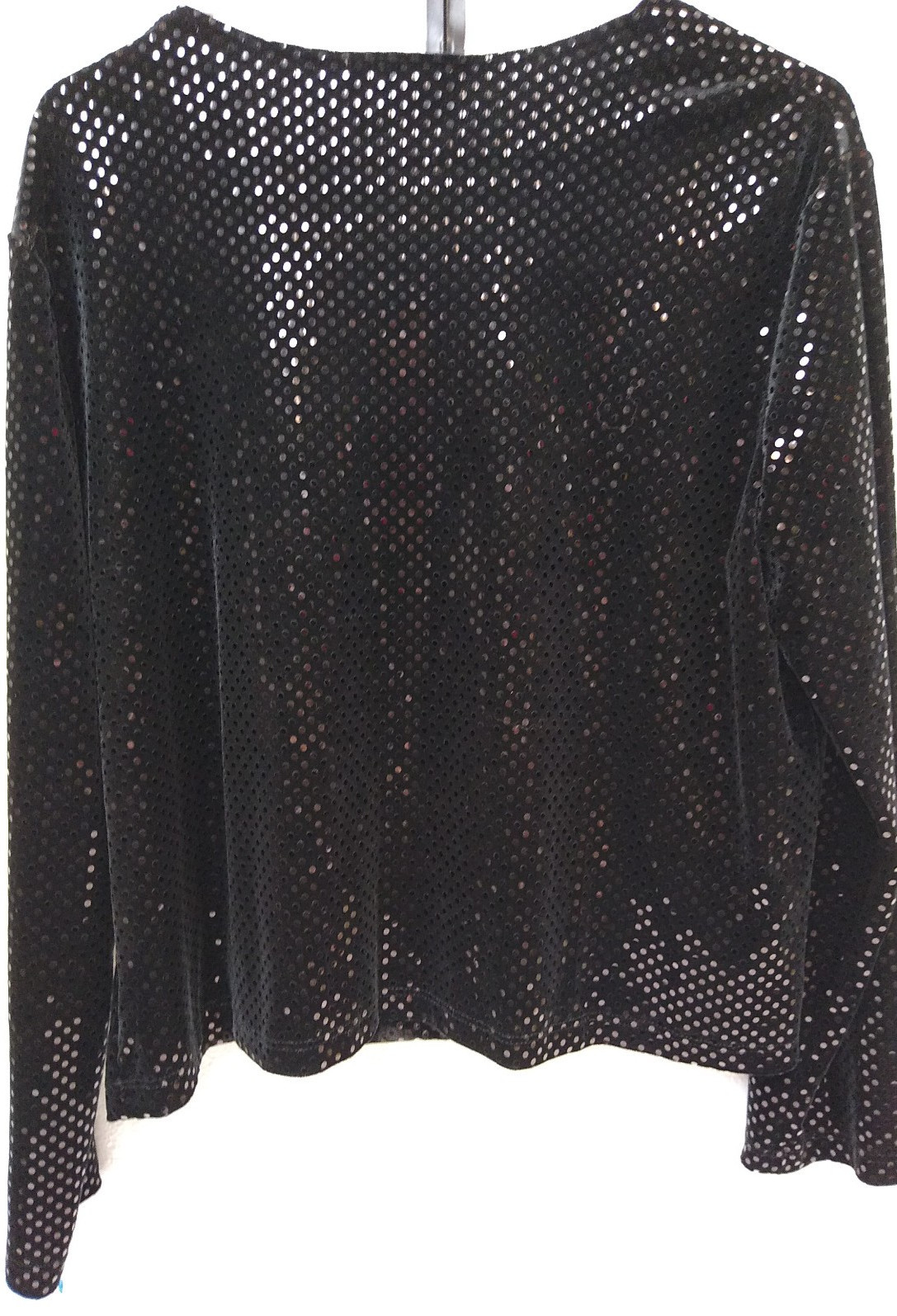 AGB Black Sequin Dress Jacket 1 Rhinestone Button lg Sleeve Polyester/Spandex