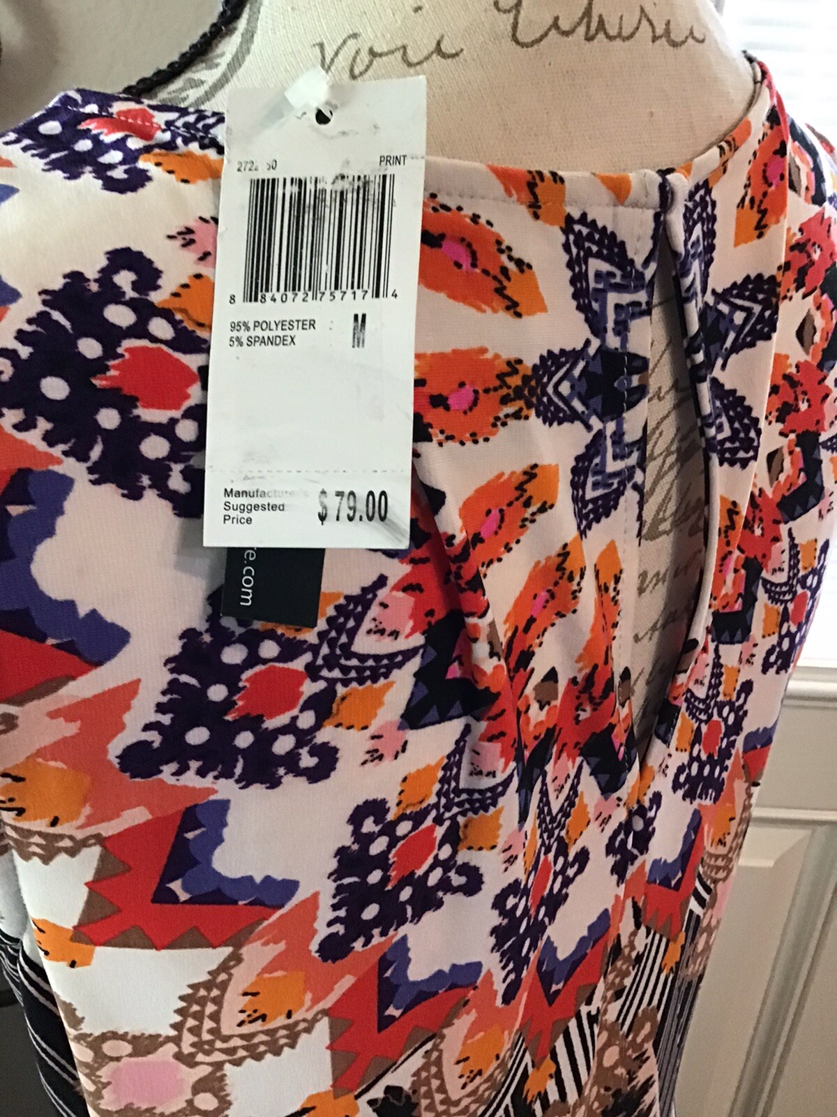 CHELSEA & THEODORE DRESS Size M Long-Bottom Slits Sleeveless Printed NWT