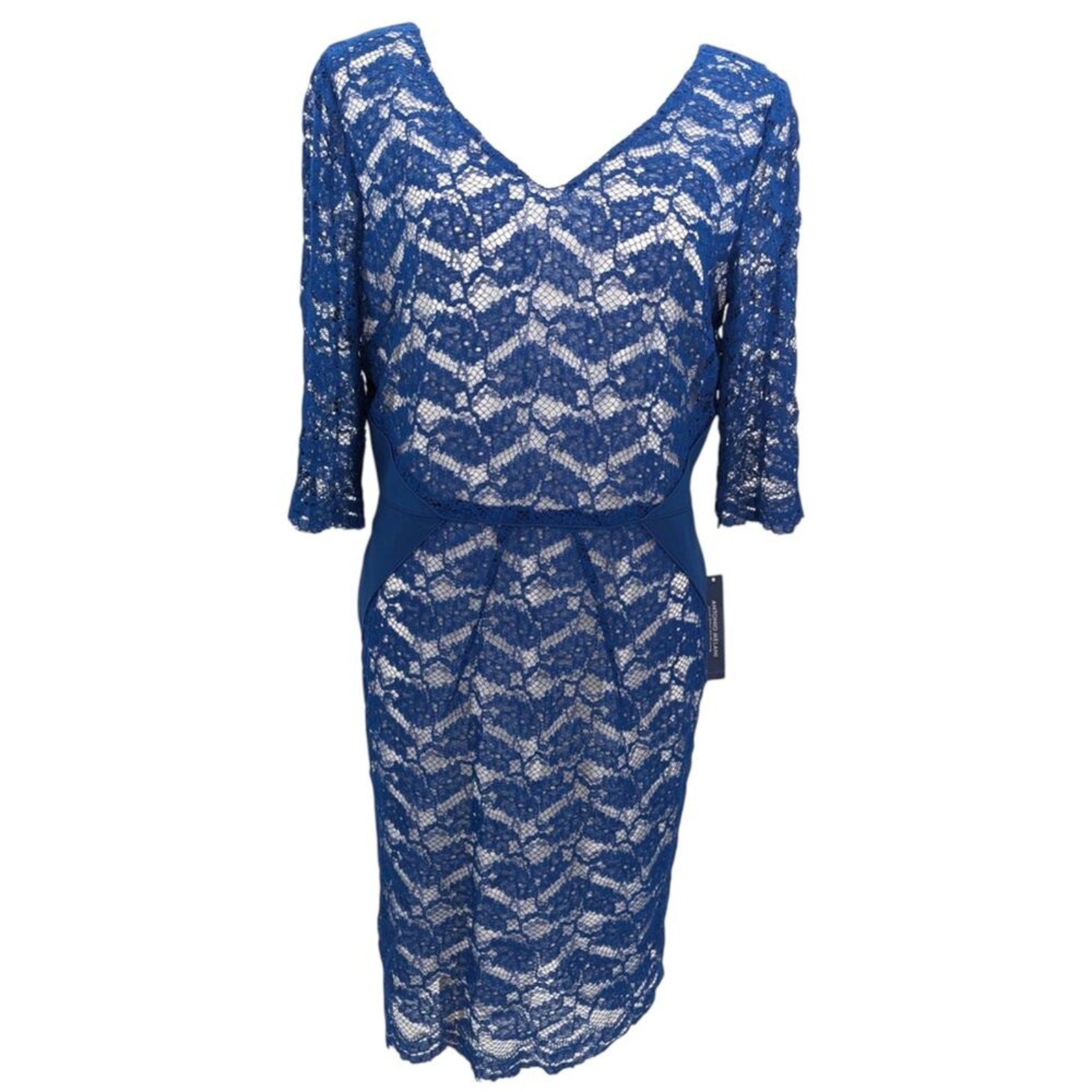 ANTONIO MELANI Navy Blue Lace Abelia Dress Formal Cocktail Size 14 New With Tags