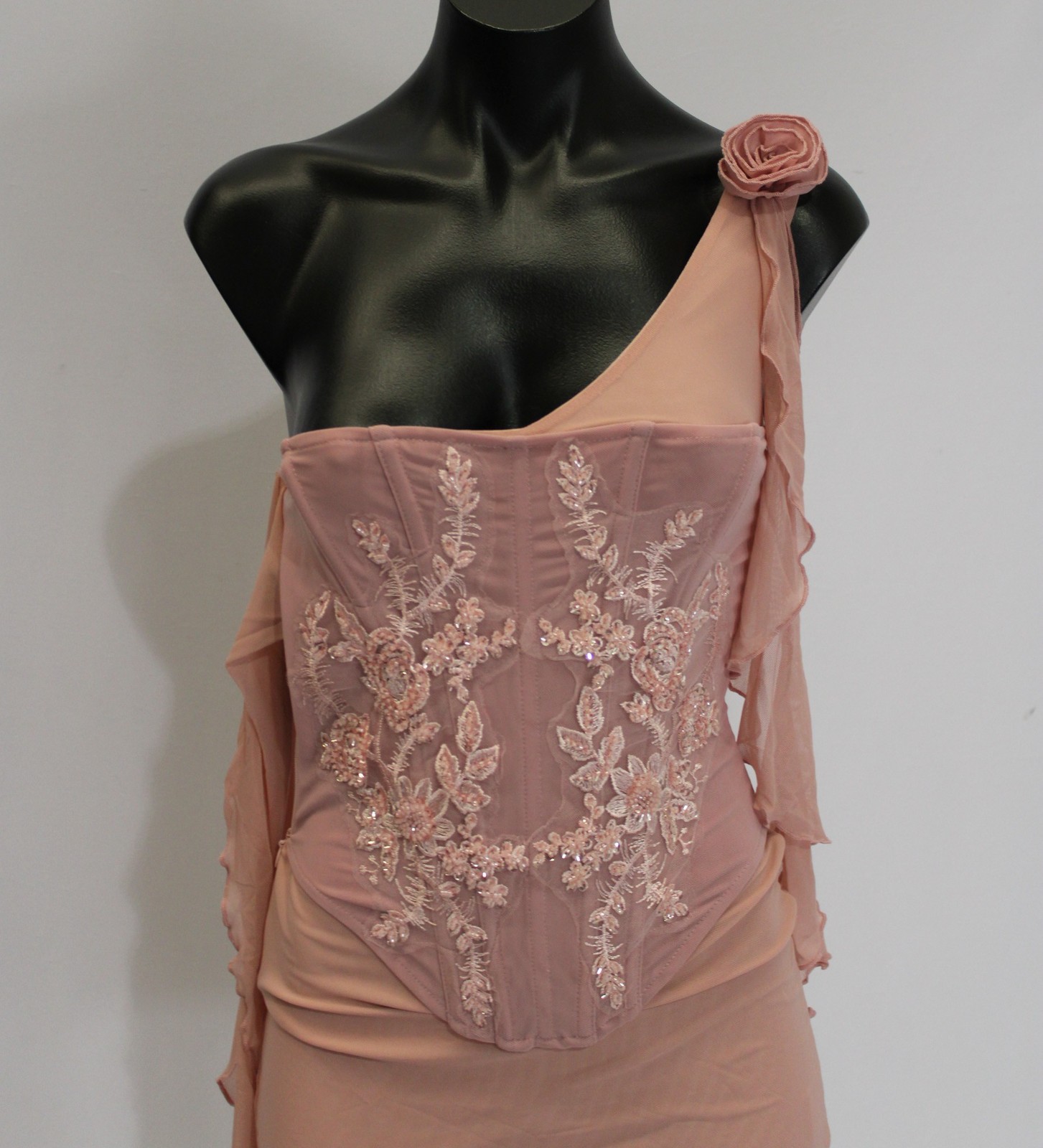Outcast Women’s Loreto Corset Mesh Mini Floral Sequin Dress LB3 Pink Small NWT
