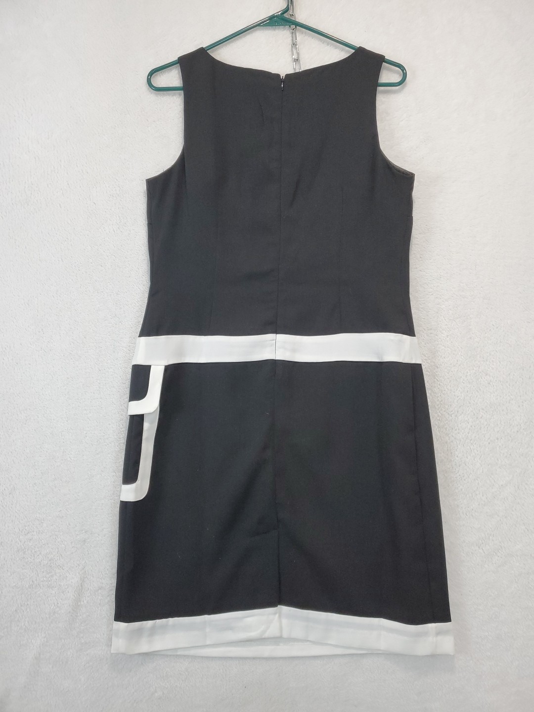 Metrostyle Black White Color Block Sleeveless Shift Sheath Midi Dress Size 8