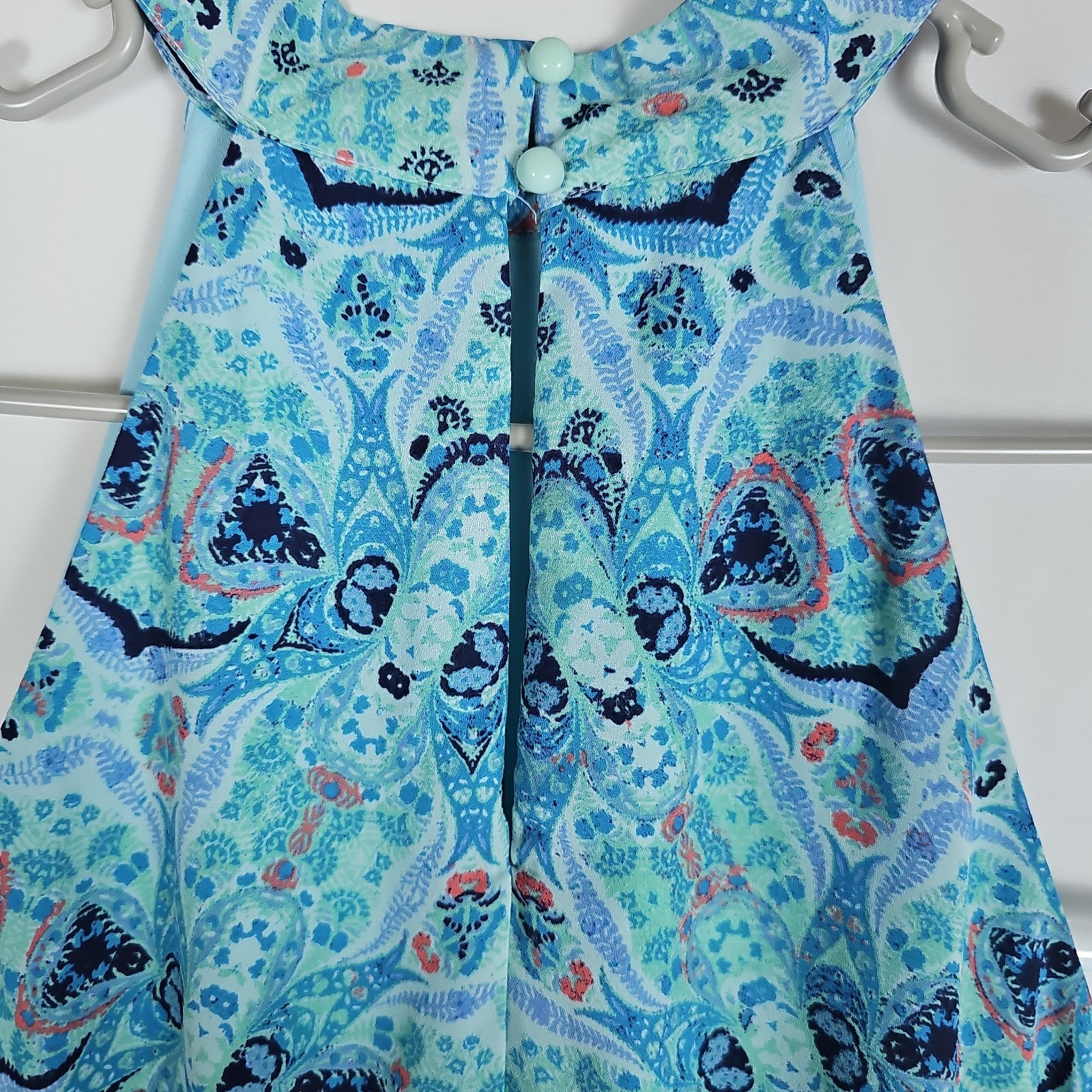 decree Womens Blue Multicolor Paisley Chiffon Lined Dress Button Closure,Size:M