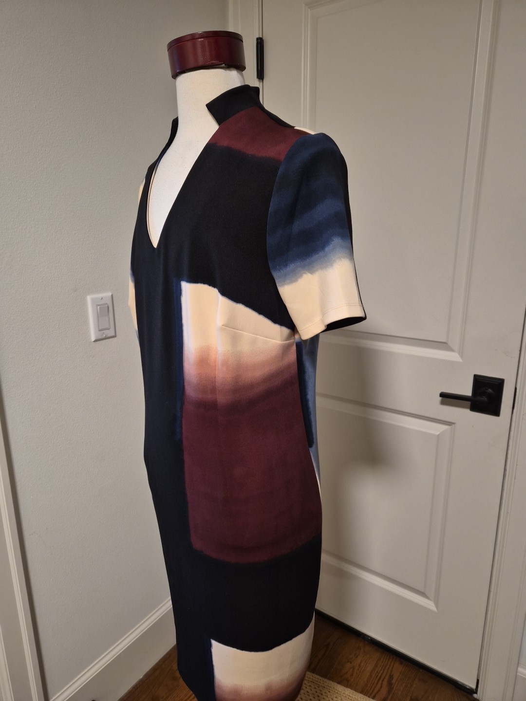 R&M By RM Richards V-neck Stand Up Collar Stretch Dress Sz 16W