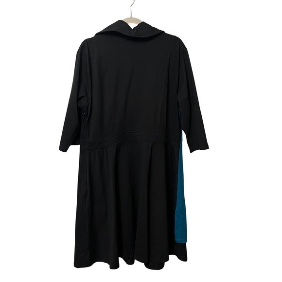eShakti Custom Black Teal Colorblock Asymmetrical Zipper Dress Women Size 14