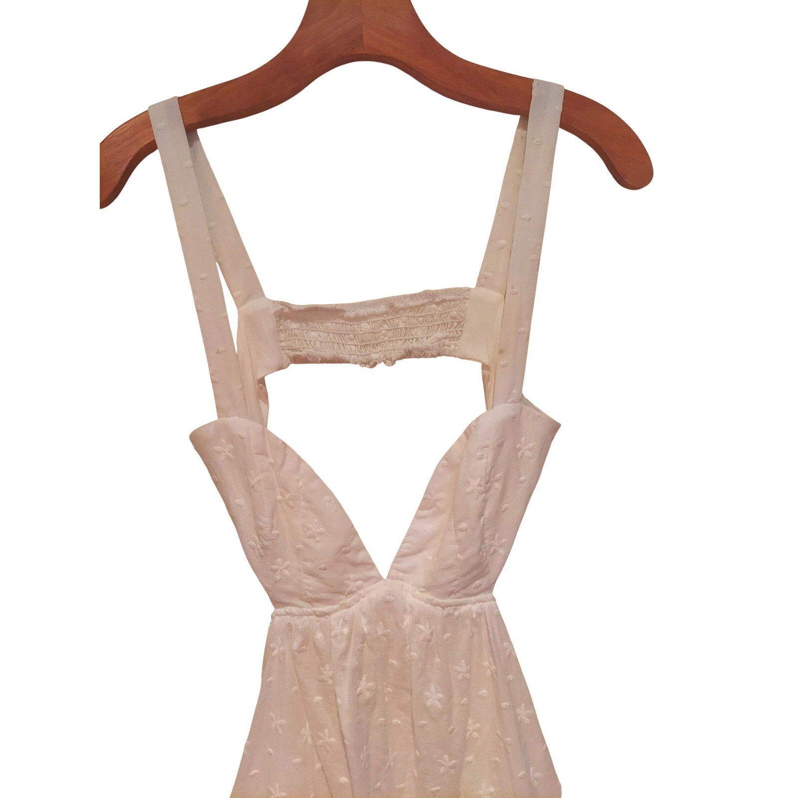 Princess Polly White Floral Boho Embroider Open Back Mini Festival Dress Size 6