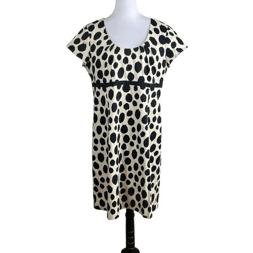 Boden Black and Cream Dot Dress, Size 14R