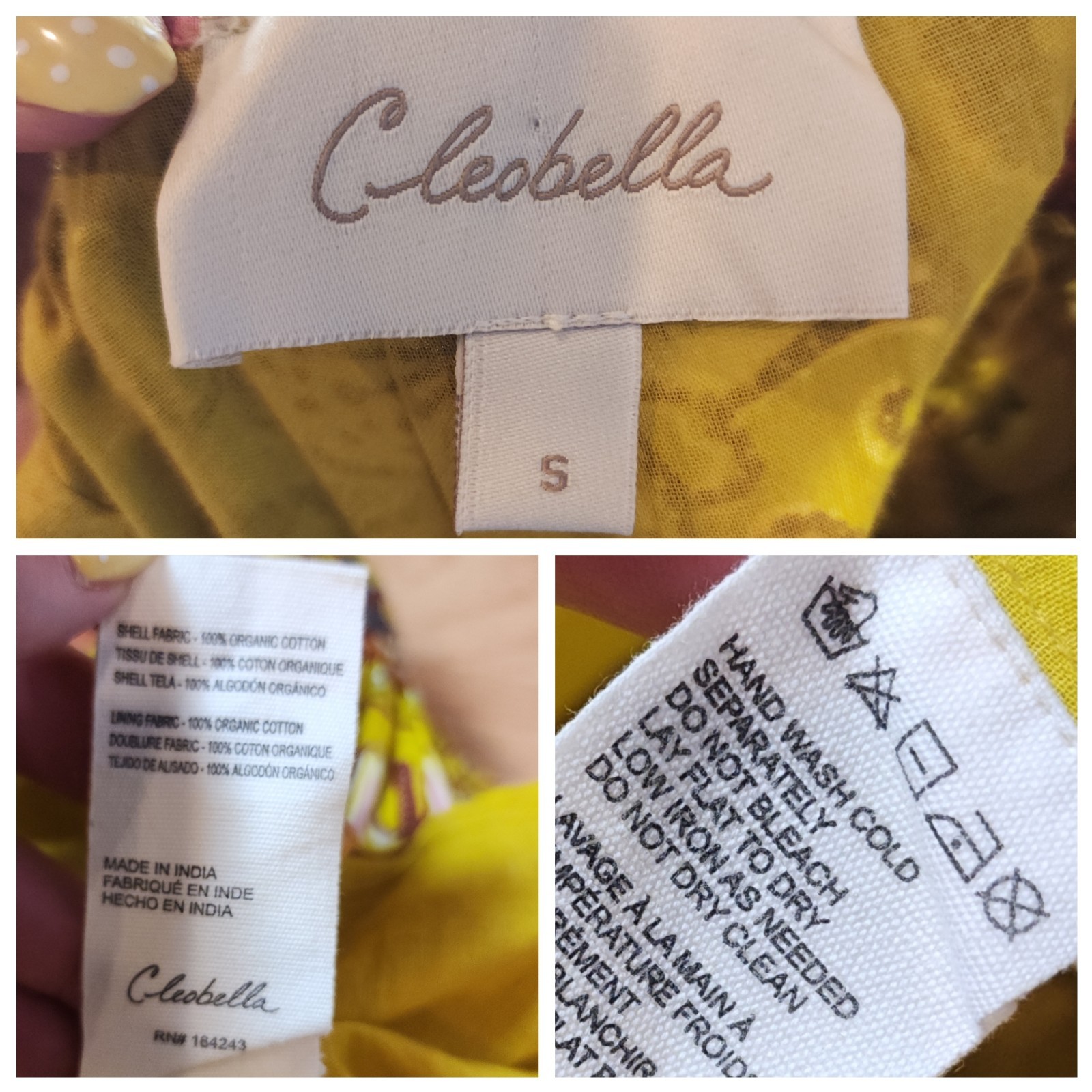 Cleobella Organic Cotton Winona Sleeveless Midi Dress Green Yellow Floral Small