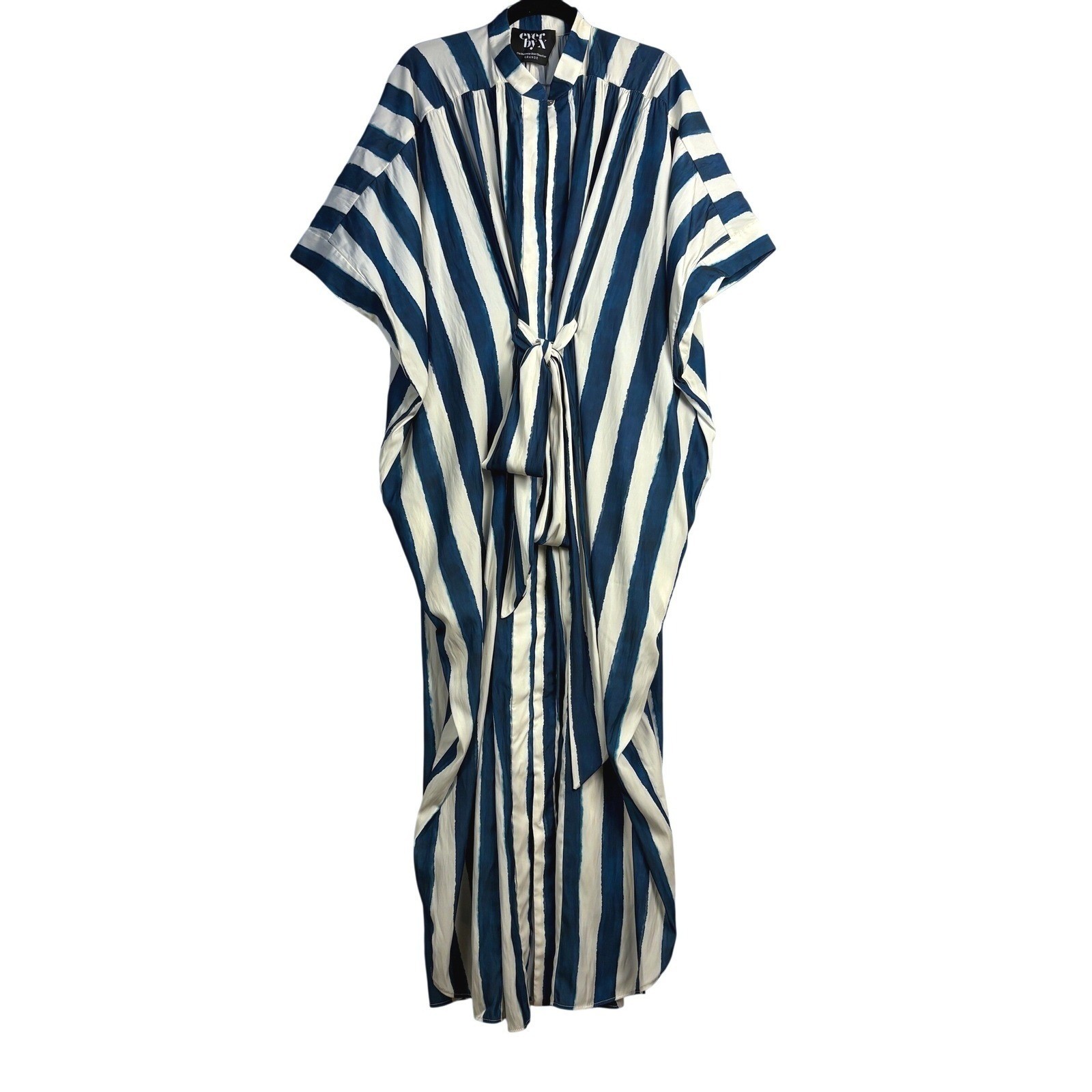 Ever by X Multiwear Shirt Dress Sz XS – XXL Shibori Stripe Vegan Silk Kaftan