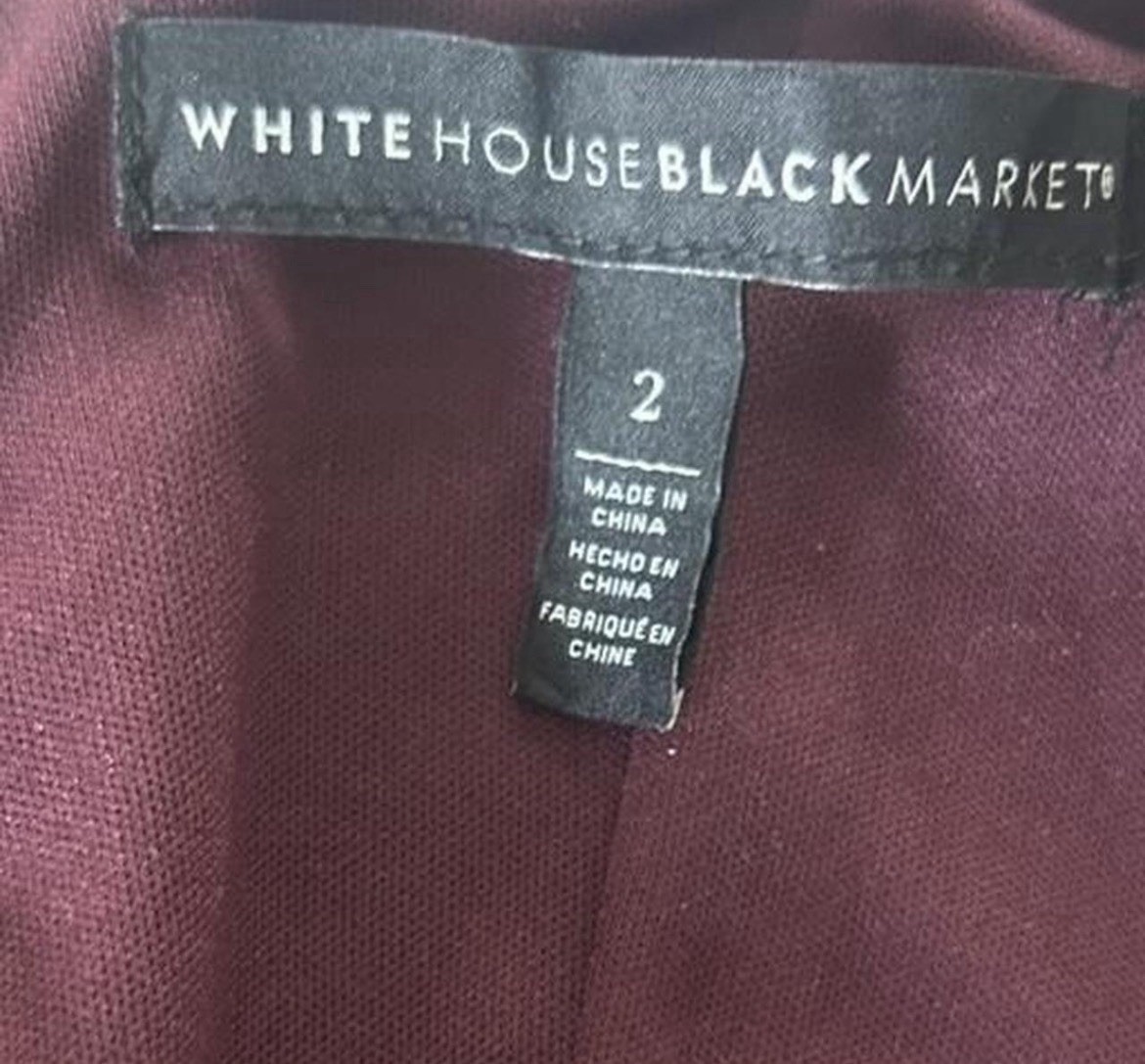 White House Black Market Burgundy Peplum Sheath Knit Zip Lined Dress 2