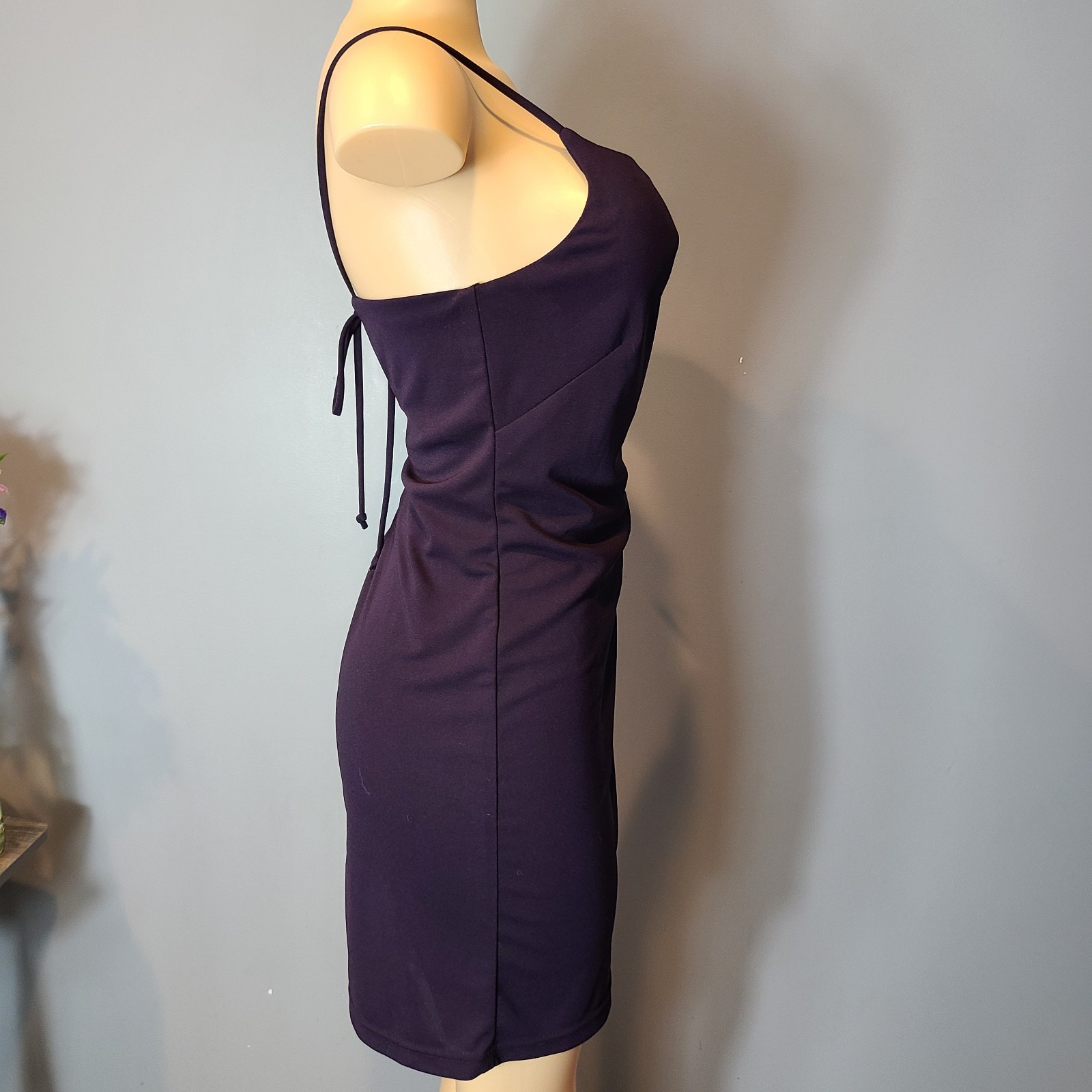 Vtg City Triangles Midi Dress 90s Minimalist Strappy Back Purple Y2K Wedding L