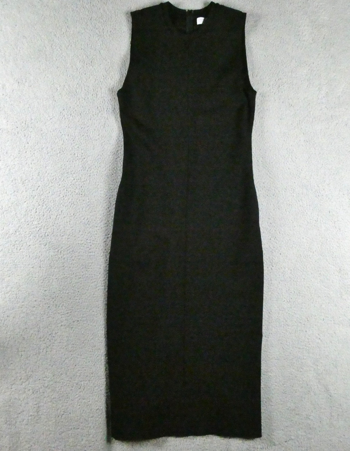 Everlane Luxe Cotton Side Slit Dress L Black Midi Short Sleeve *Minimalist Boho*
