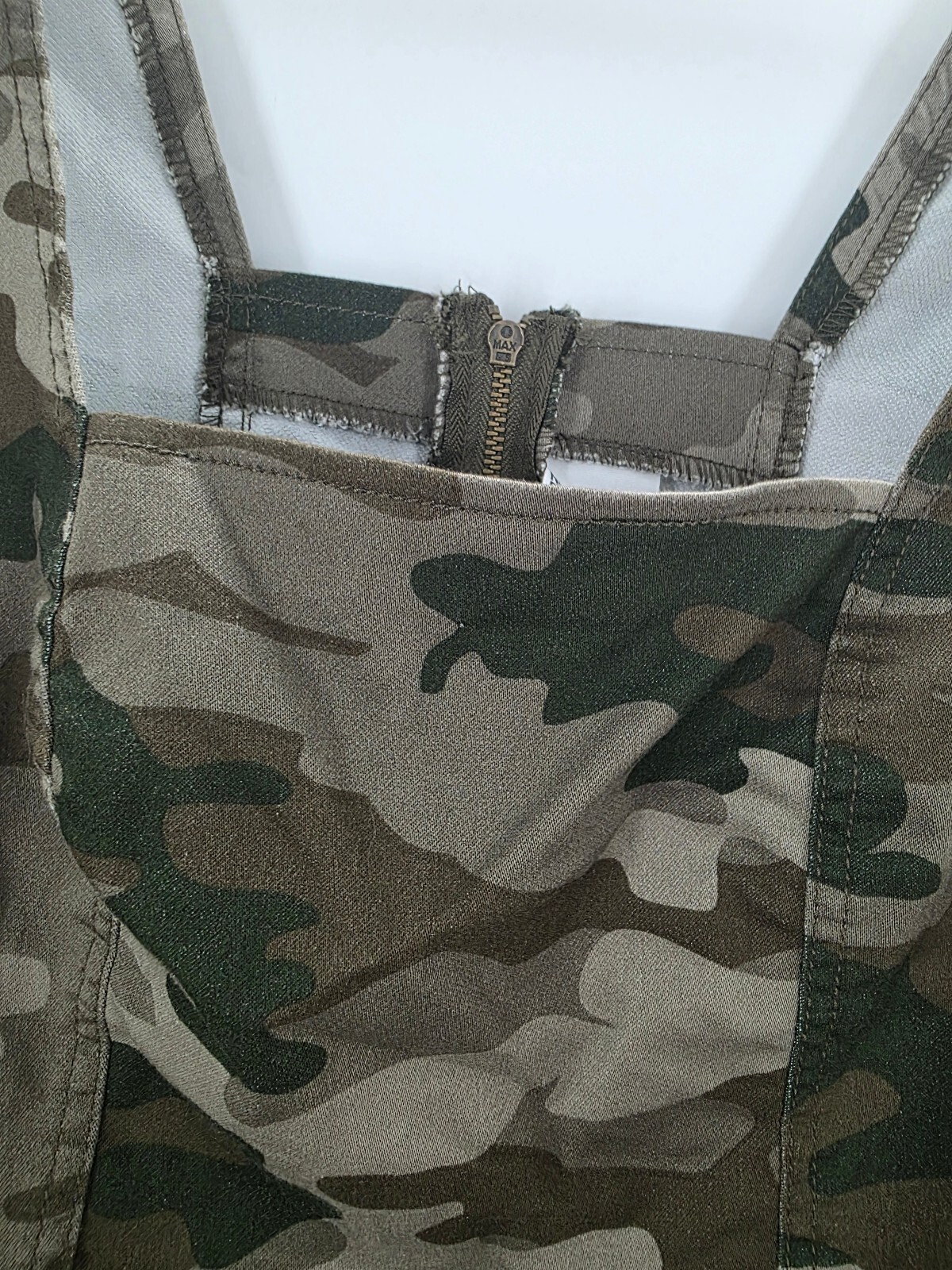 Camouflage Print Sleeveless Mini Dress with Square Neck