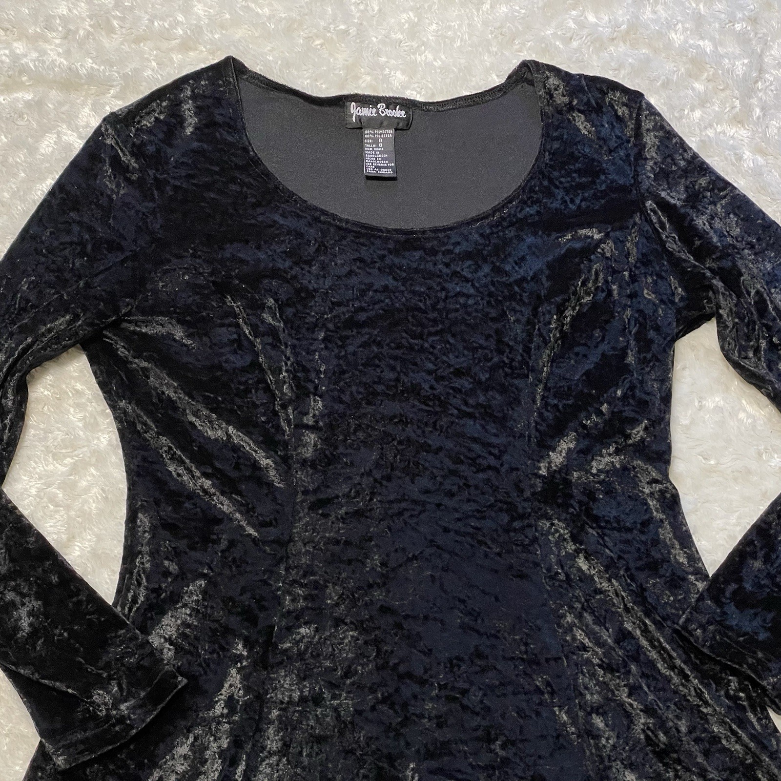vintage y2k goth witchy black crushed velvet dress 8 dark fairy long-sleeve boho