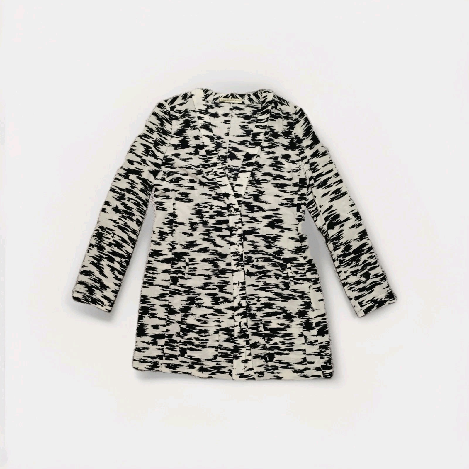Balenciaga Paris 2006 Archive Silk Shirt Dress IT 42 Abstract Brushstroke Print