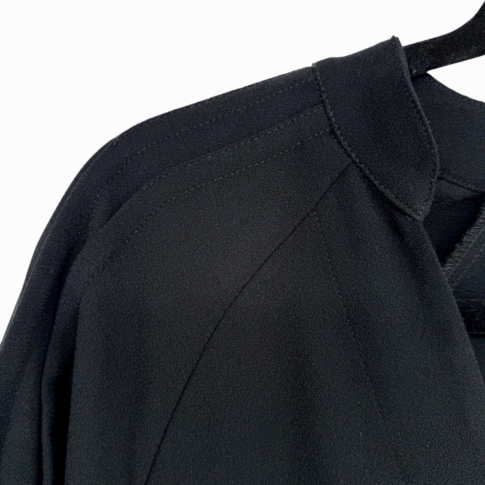 Brochu Walker Black Shift Dress Sz M Pleated Sleeves Quiet Luxury Minimalist