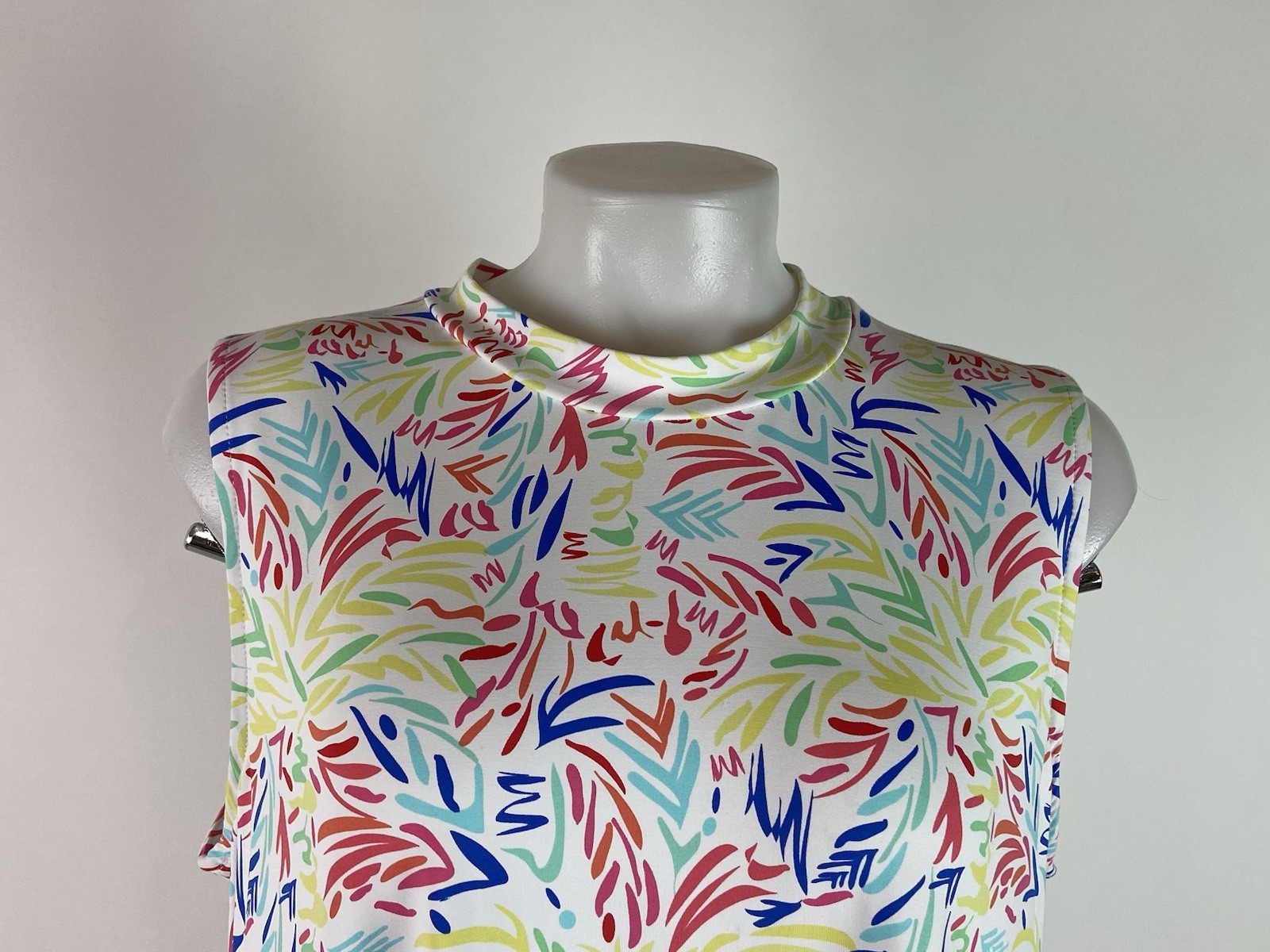 LuLu B XLarge Multi-Colored Sleeveless A-Line Dress Mock Neck 1/4 Zip in Back
