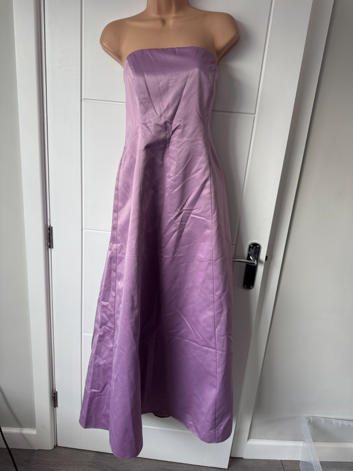 Debut Lilac Purple Strapless Satin Ballgown Prom Bridesmaid Maxi Dress M UK 12 B