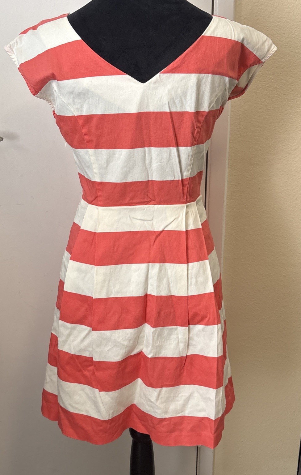 Mini Dress Striped Lined Forever 21 Side Zip Salmon & White S:XS Love 21 Casual