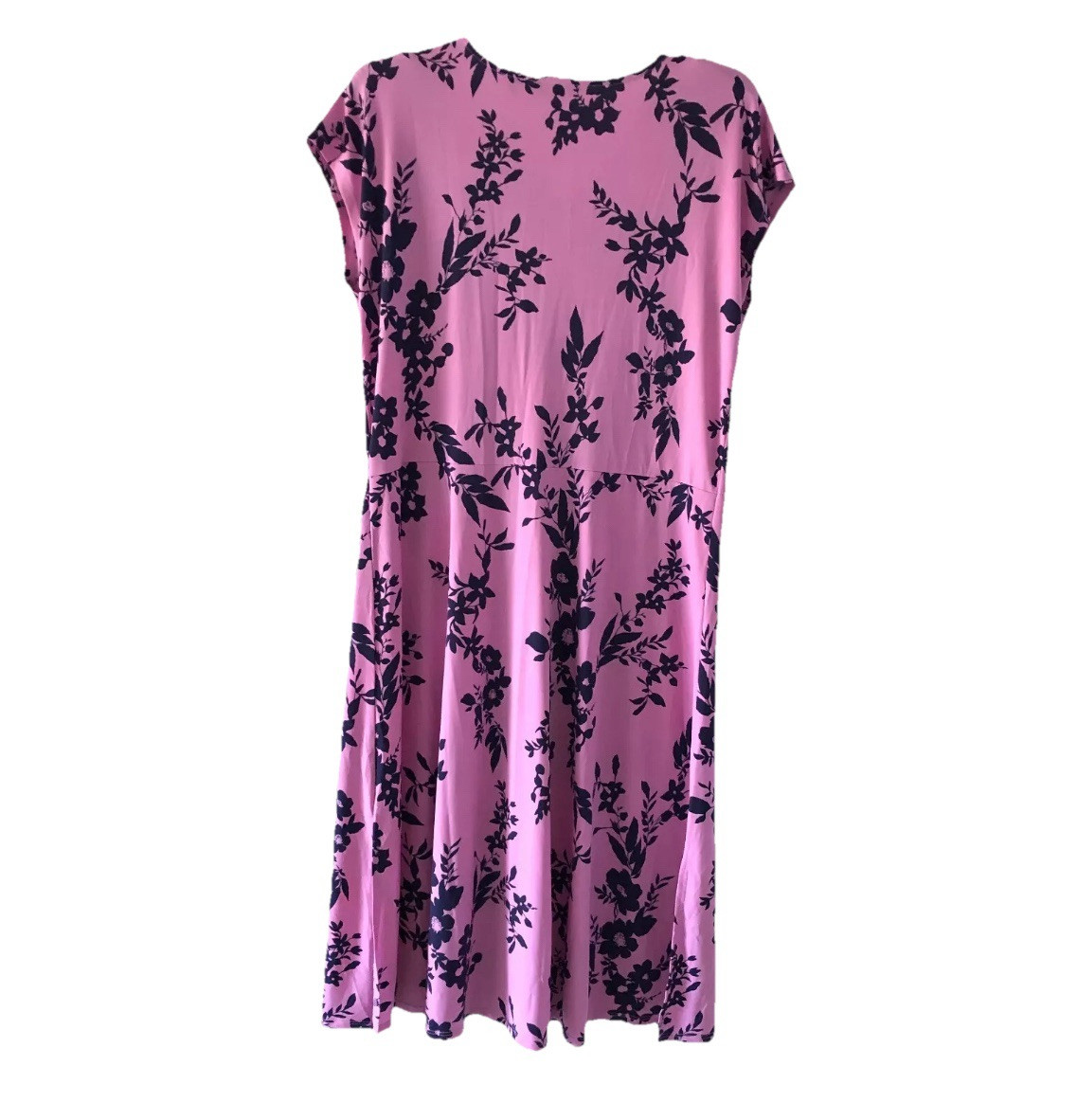 NEW IMAN Global Chic Twist-Front Midi Dress Pink Purple Floral Womens Size L