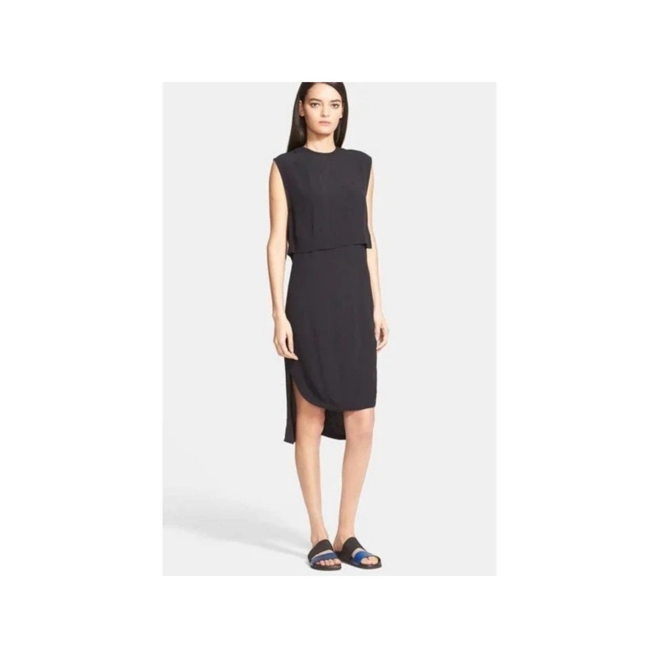 Helmut Lang Navy Blaze Layered Dress High Low Size 0