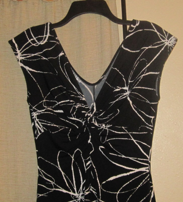 8 s dress lightweight stretch vintage artist floral black white twist dressbarn