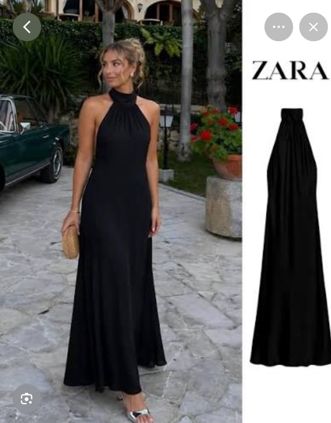 ZARA SATIN HALTER DRESS OPEN BACK MAXI BLACK 3152 287 S