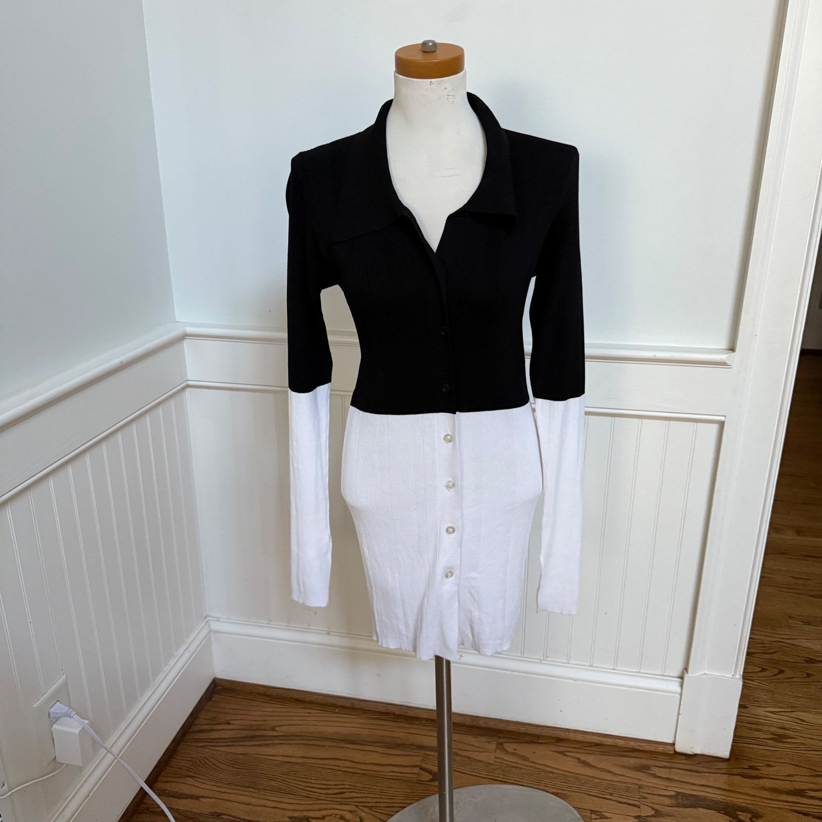 REMAIN Birger Christensen Black/White Kulia Knit Cardigan Size 10
