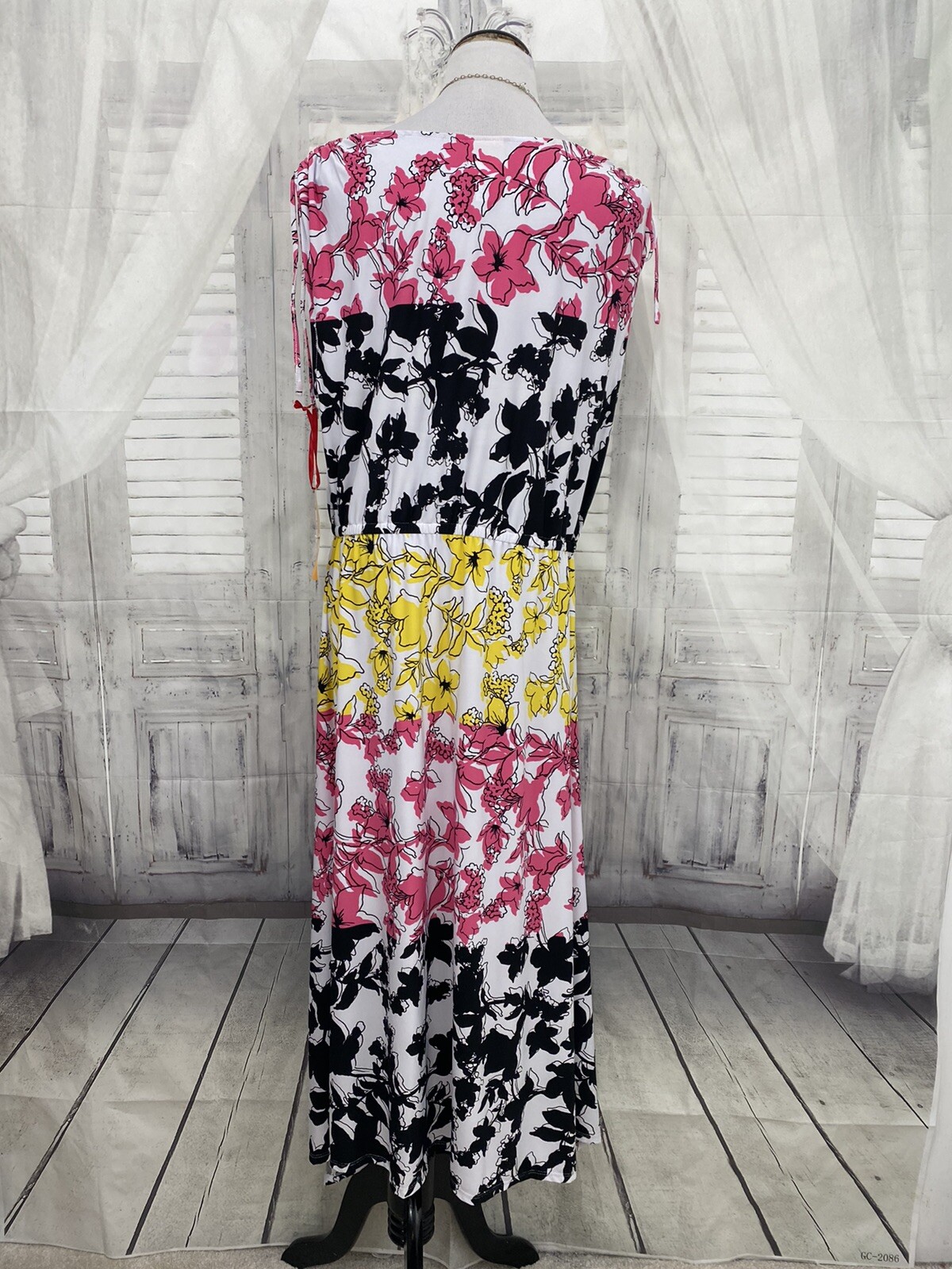 Ruby Rd 1X Floral Pink Yellow White Sleeveless Dress Pullover Asymmetrical B25