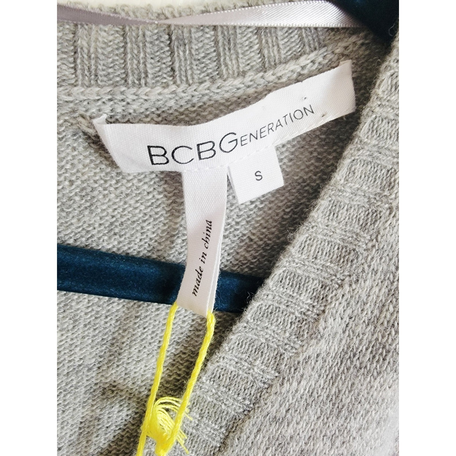 BCBGeneration S Heather Grey V-Neck Sweater Dress Drape Cozy Small NWT RV $98