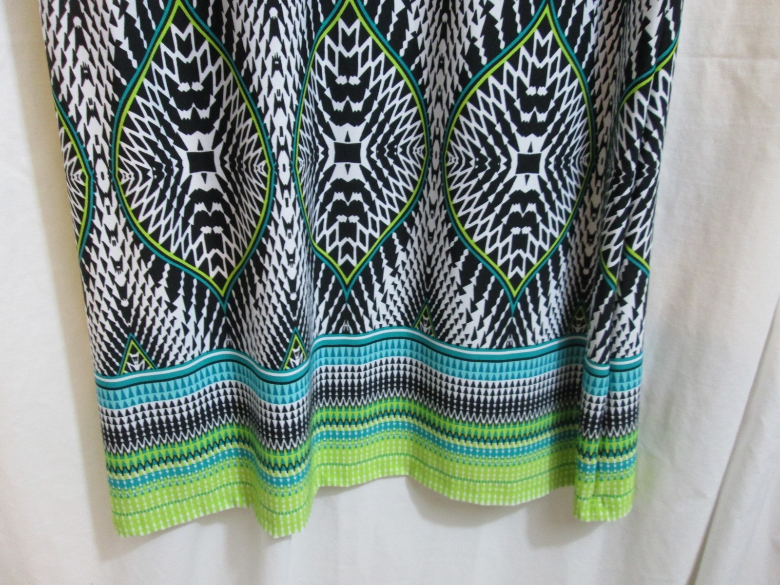 JM Womens Shift Dress Blk White Green Turq Silver Studs Poly Sleeveless Sz Small