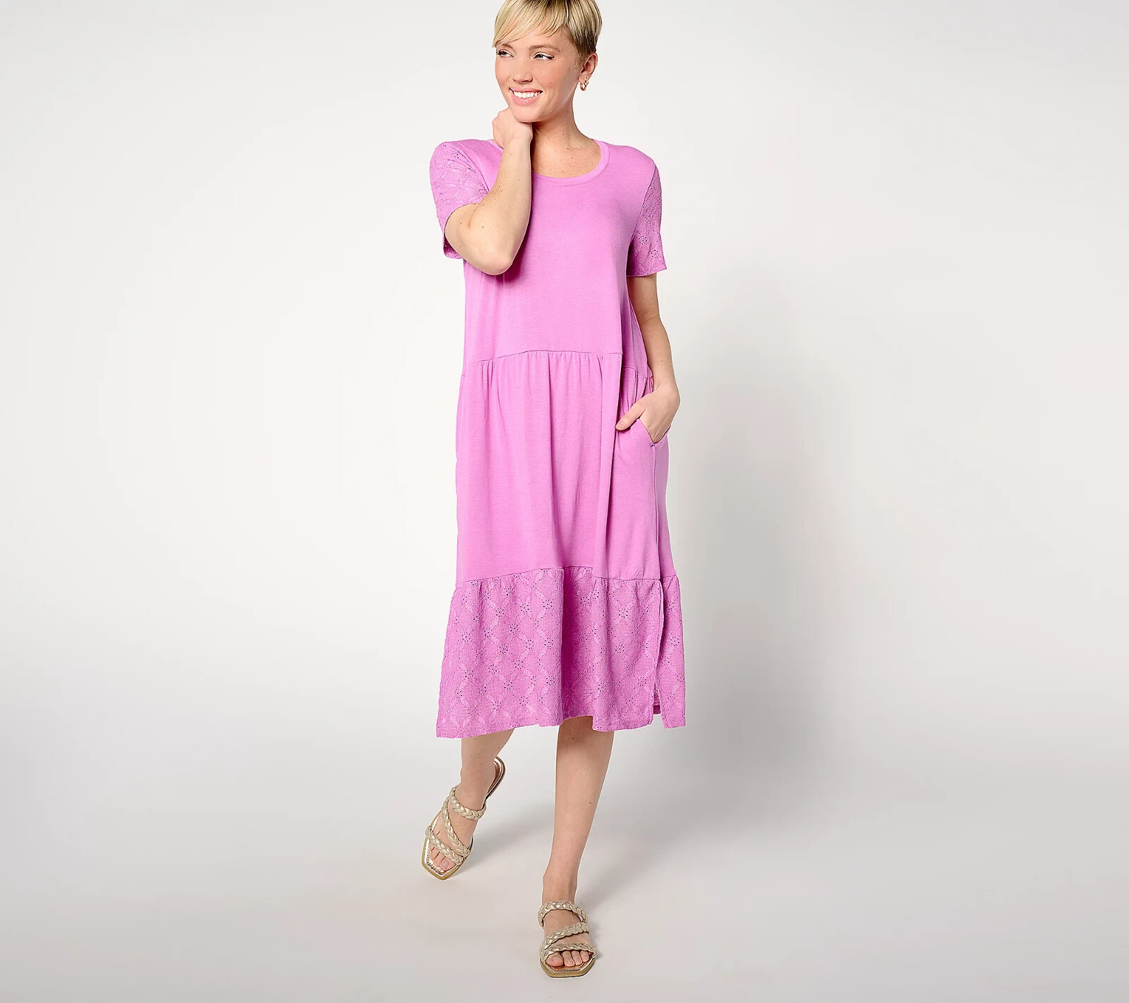 Cuddl Duds Jersey Eyelet Sleep Dress Eyelet Detail-Lght Purple-Small A630228 NEW