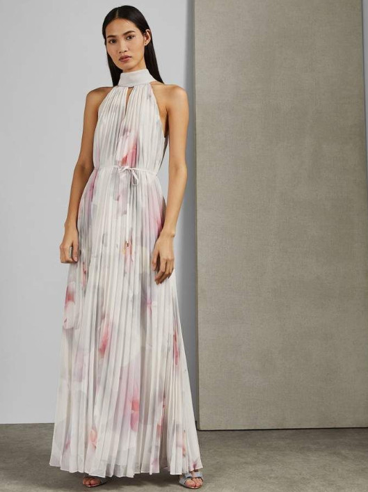 Ted Baker RARE Cotton Candy Full Pleated Flared out Maxi Evening Dress UK12 TB3