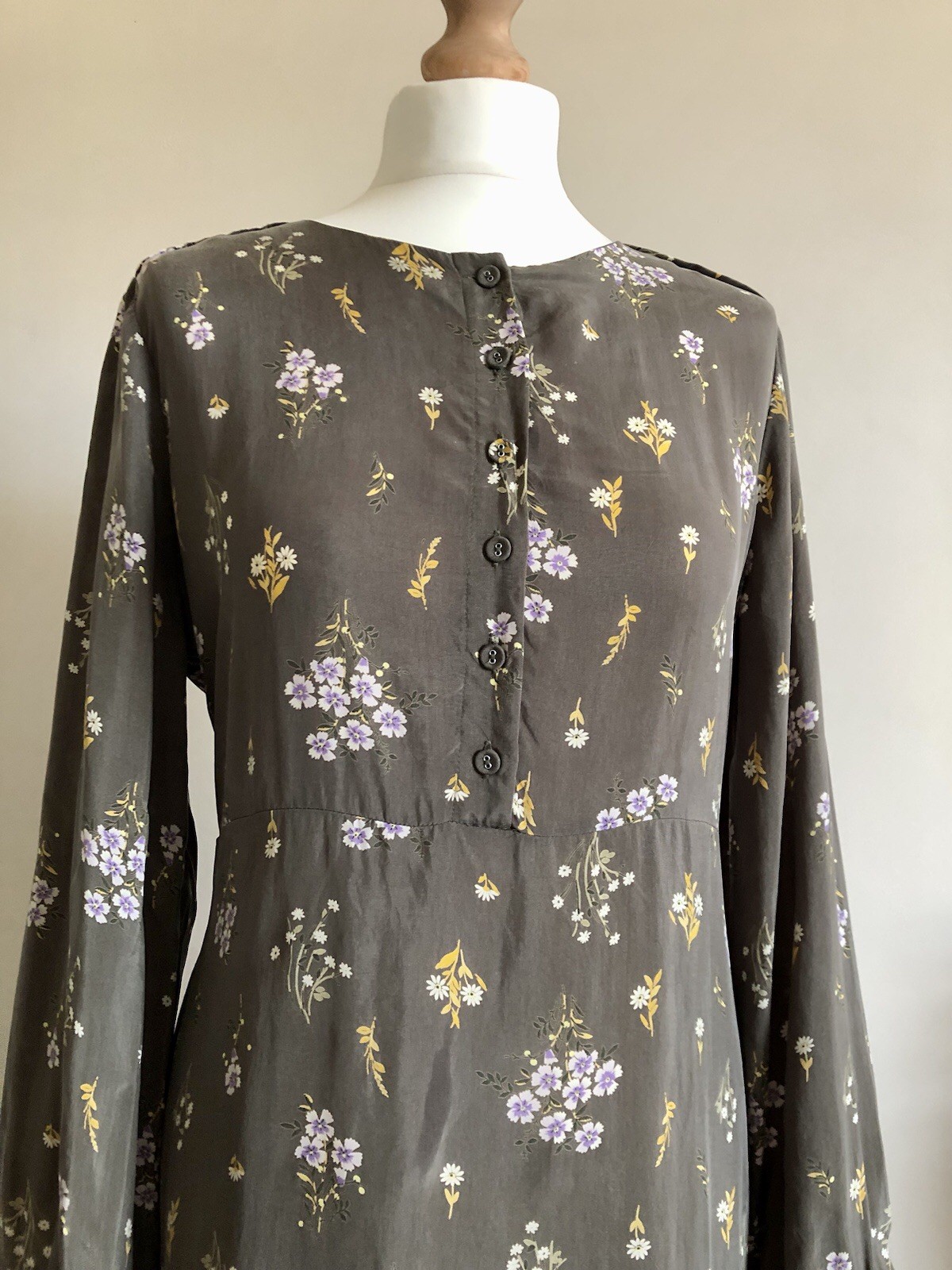 M&S Per Una Size 12 Green Floral Dress