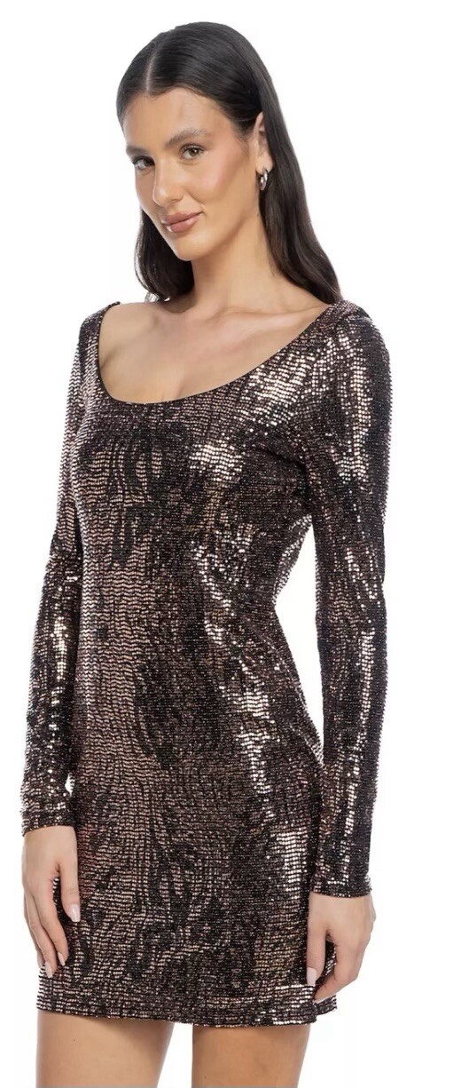 Jump Apparel Stretch Sequin Square Neck Dress