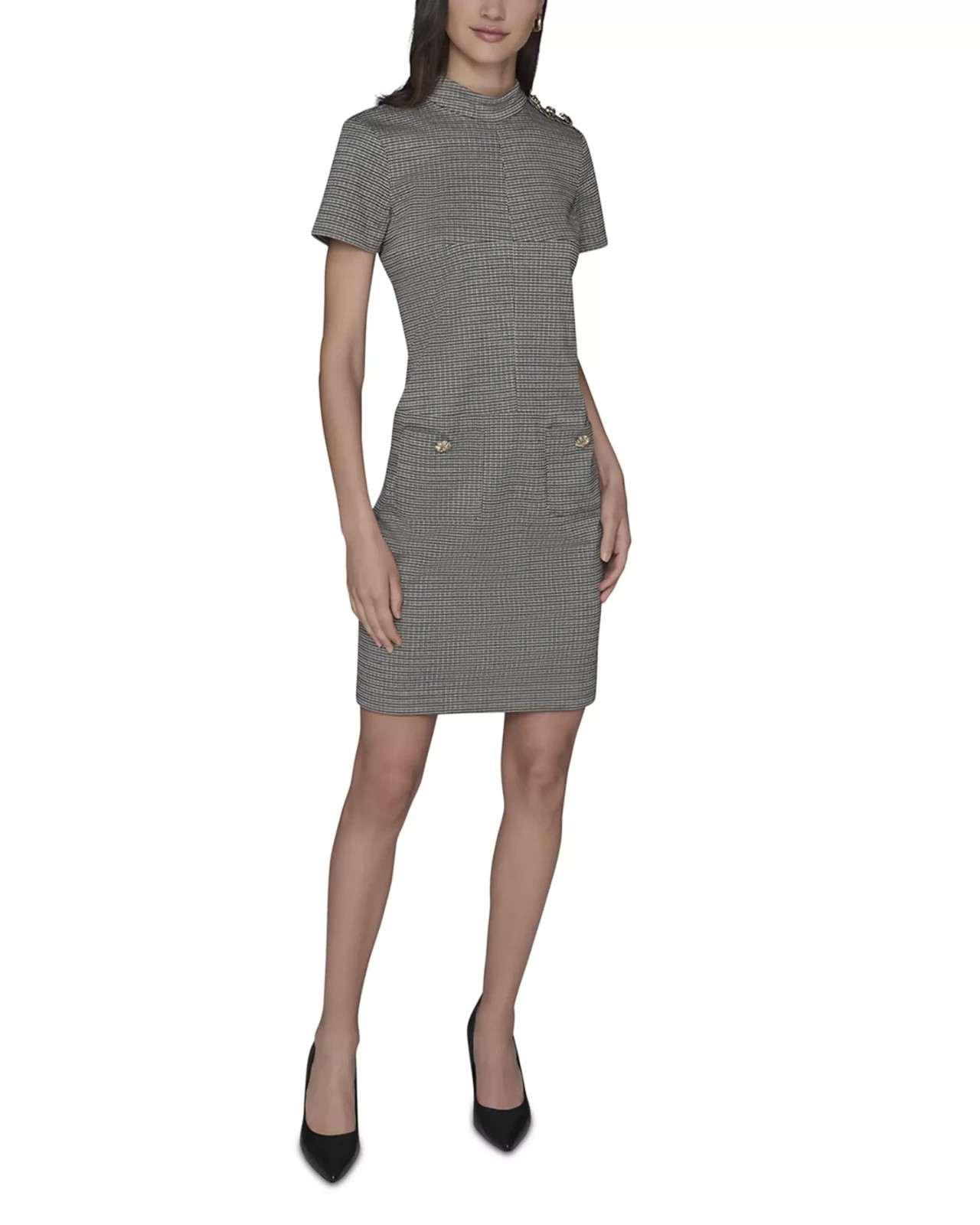 KARL LAGERFELD PARIS Mini Houndstooth Print Dress MSRP $138