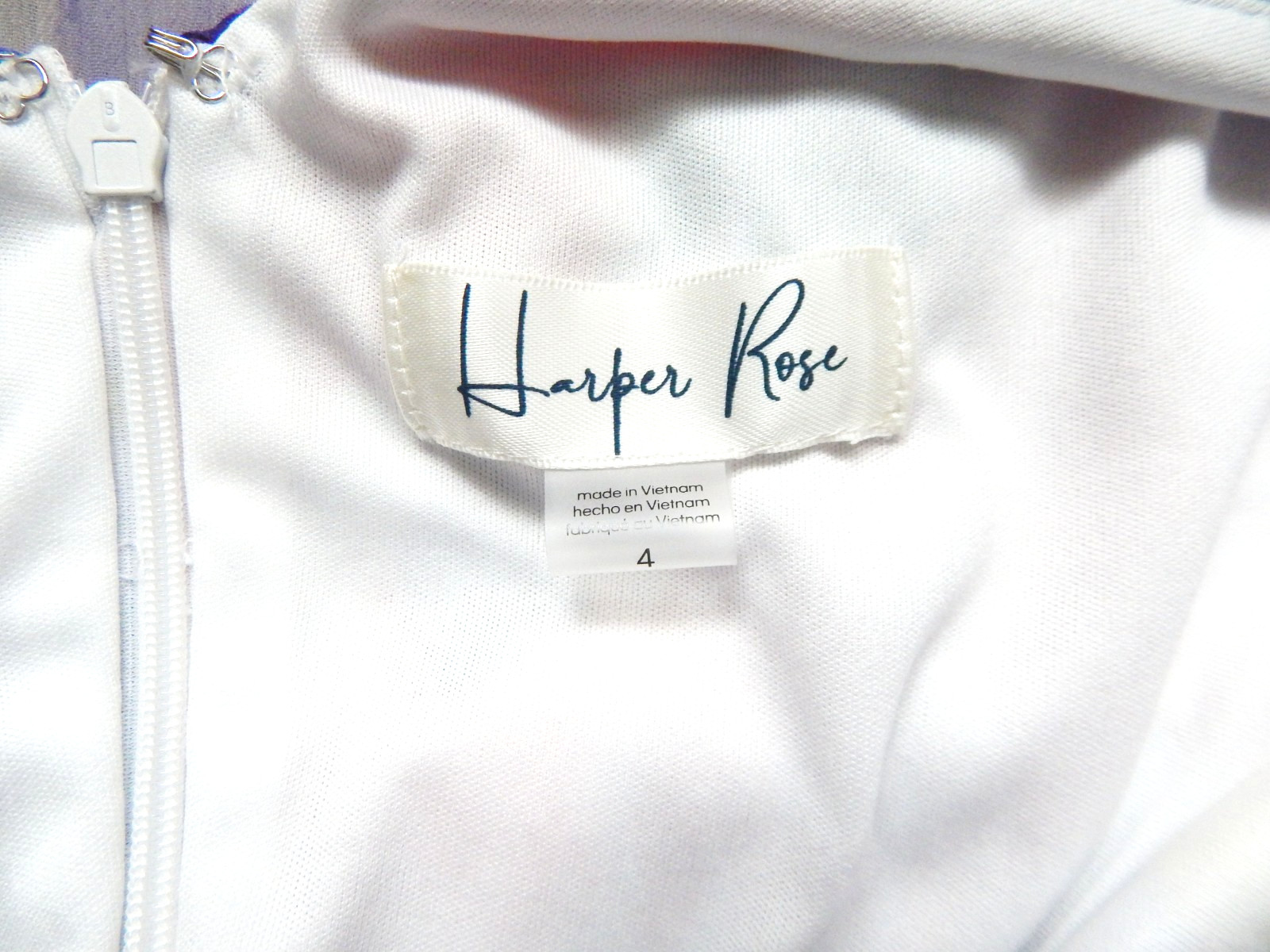 Harper Rose Watercolor Floral Ruffle V-Neck Lined Below Knee Dress Size 4