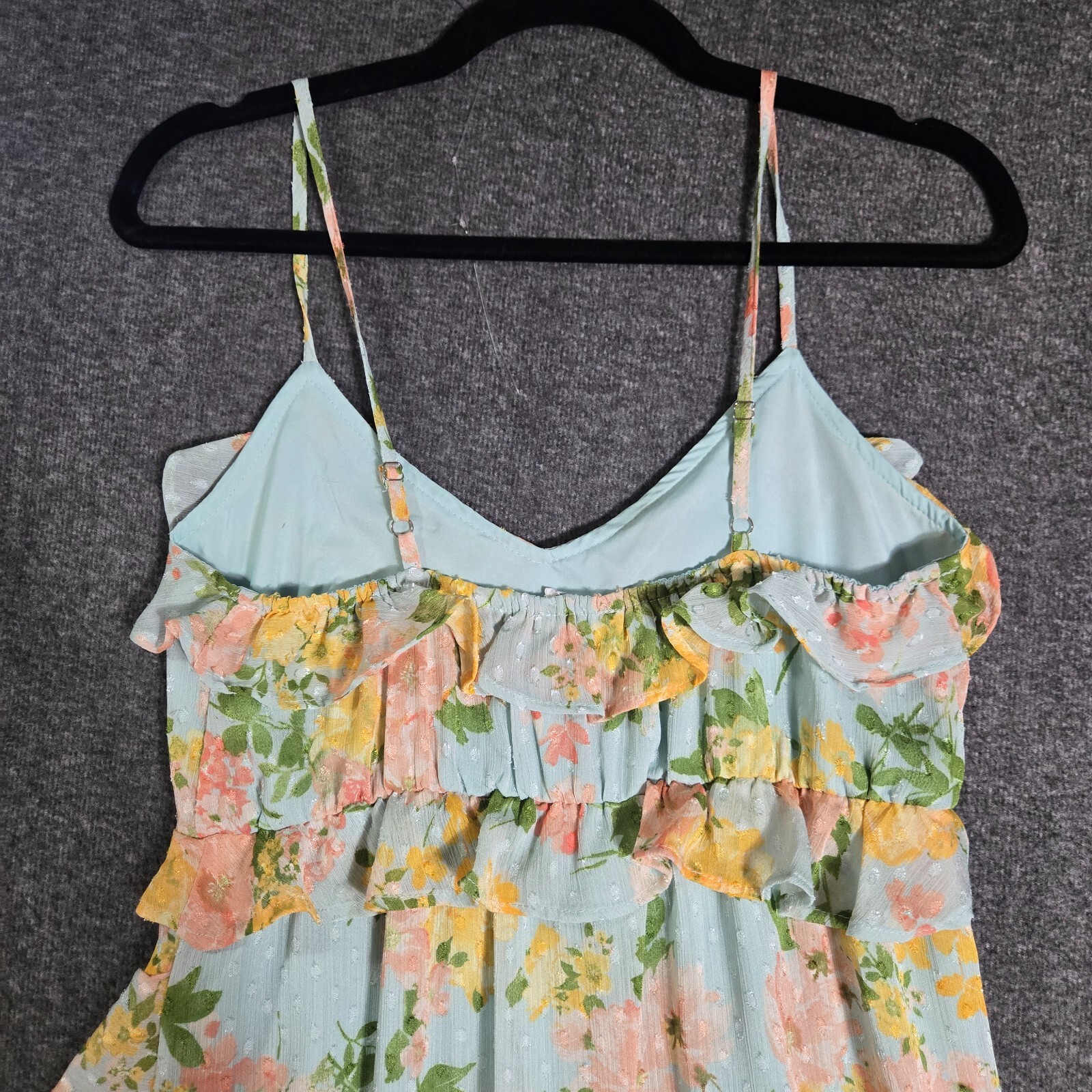 Women’s By The River Ruffle Tiered Floral Print Midi Dress Sz Small