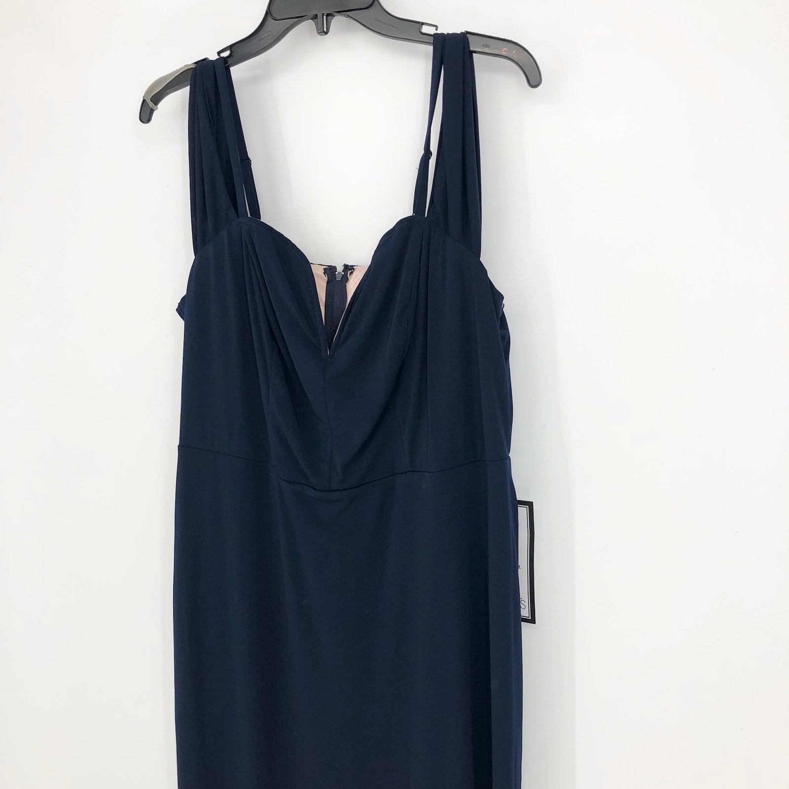 CITY STUDIO Trendy Off-The-Shoulder Slit Gown 16W Navy Blue Rose Pink NWT