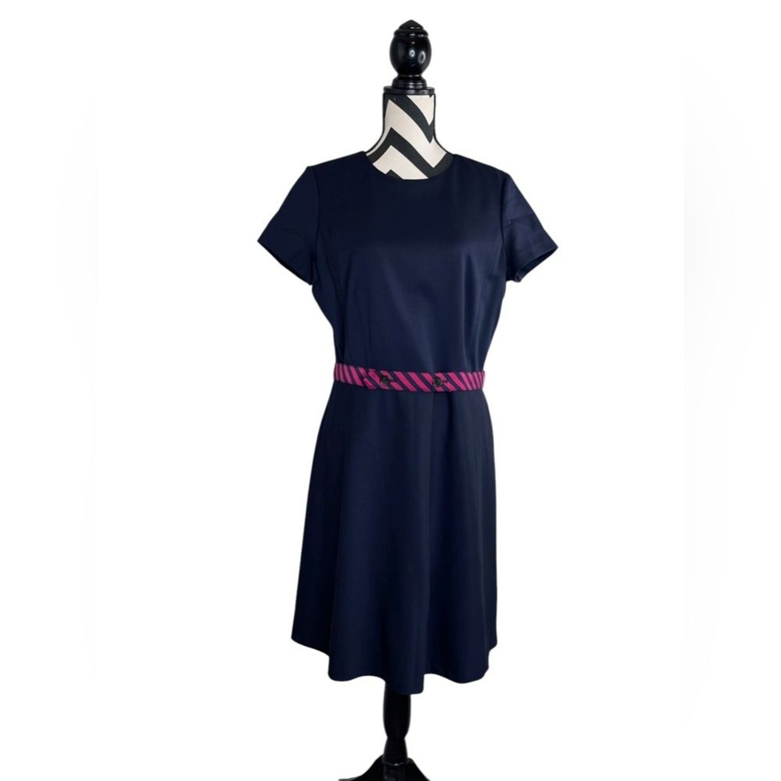 Brooks Brothers Red Fleece Sz 12 Navy Blue Wool Short-sleeve Dress