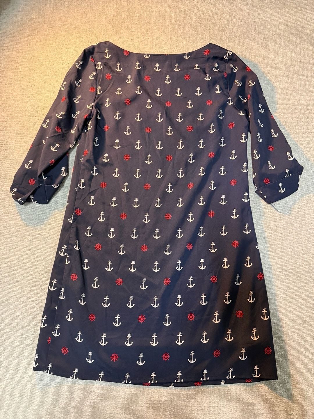 Pink Owl Apparel Nautical Print Shift Dress with Anchors and Steering Wheels